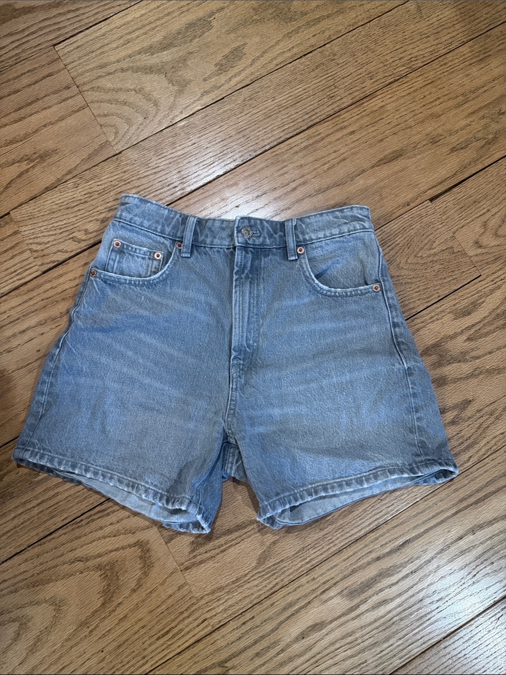 Zara Light grey High-Rise Denim Shorts
